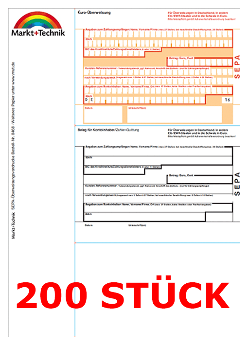 SEPA Überweisungsträger 200 Stück