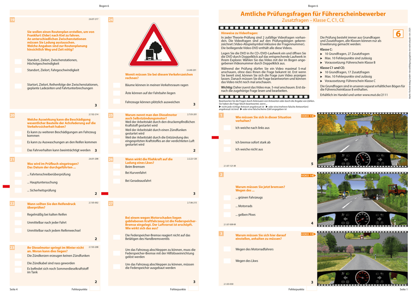 Fahrschule C - Amtliche Prüfungsfragen