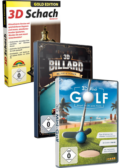 3D Minigolf - 3D Schach und 3D Billard Paket