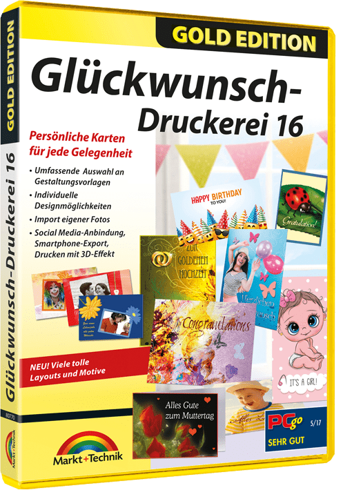 Glückwunsch Druckerei 16 Gold Edition