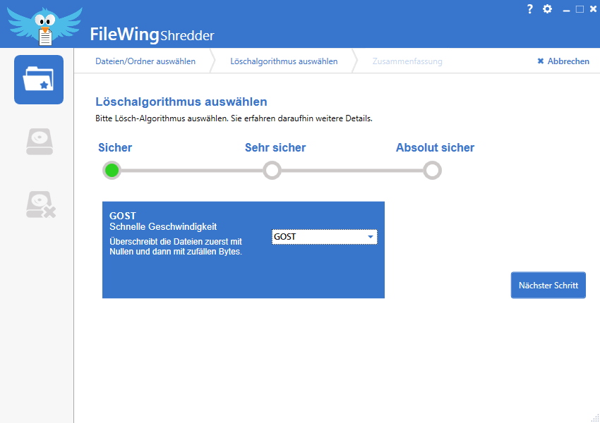 Sicher ist sicher – FileWing Shredder löscht Daten unwiederbringlich.