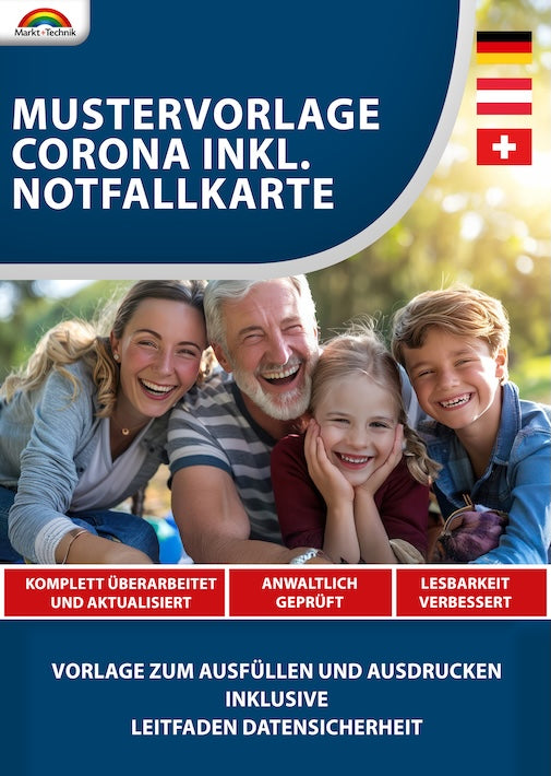 Persönliche Corona Daten inkl. Notfallkarte 2025 - Mustervorlage