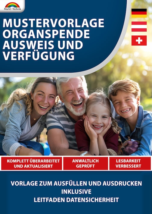 Organspendeverfügung und Organspendeausweis - Mustervorlage 2025