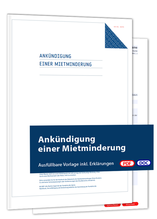 Ankündigung einer Mietminderung - Mustervorlage