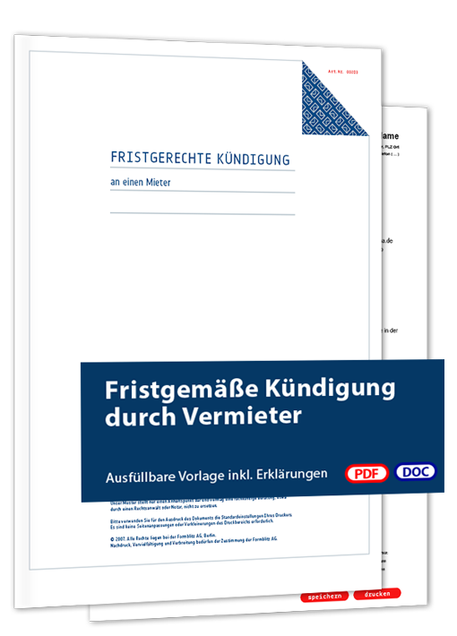 Fristgemäße Kündigung Mietvertrag durch Vermieter - Mustervorlage