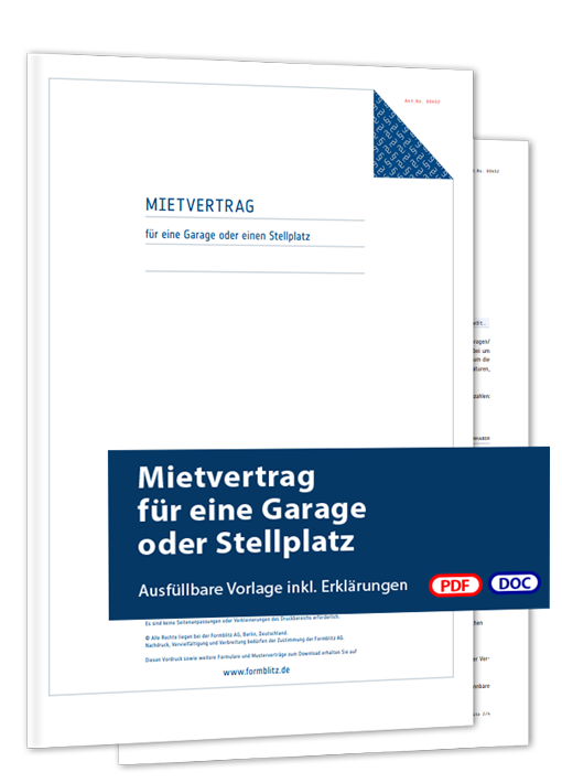 Mietvertrag für eine Garage und Stellplatz - Mustervorlage