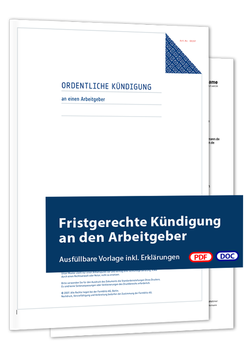 Ordentliche Kündigung an den Arbeitgeber - Mustervorlage