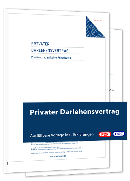 Privater Darlehensvertrag - Mustervorlage