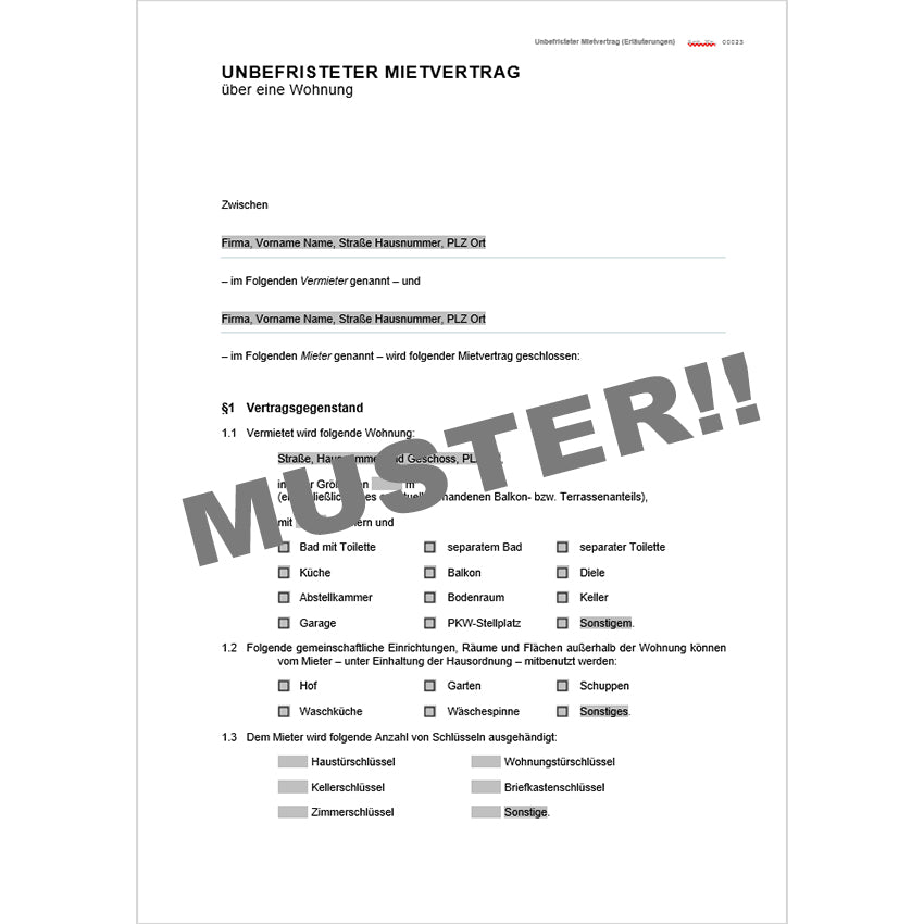 mietvertrag aufbewahren Unbefristeter Mietvertrag – Mustervorlage als DOC – Markt+Technik Verlag GmbH