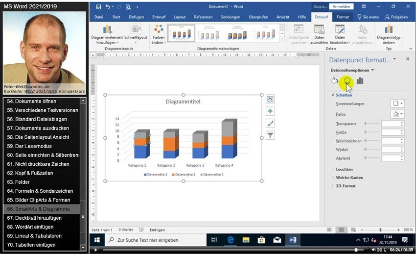 Insgesamt 9 Stunden Lernkurs für Word und Excel