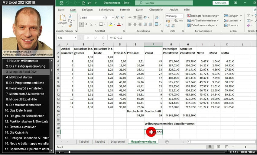 Video-Lernkurs für Excel