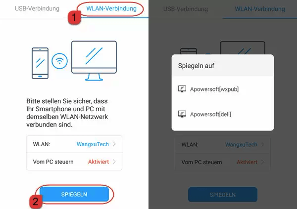 Hochwertige Echtzeit-Bildschirmspiegelung 