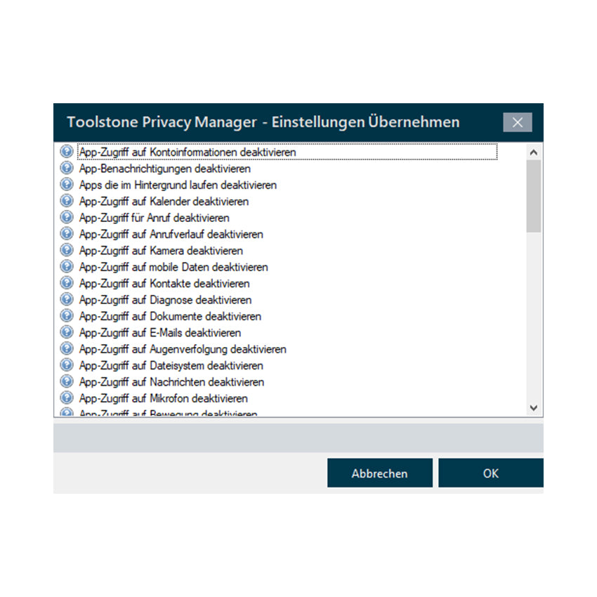 Toolstone Privacy Manager - Spionage Funktionen deaktivieren