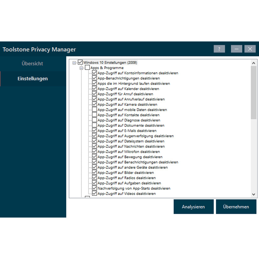 Toolstone Privacy Manager - Spionage Funktionen deaktivieren