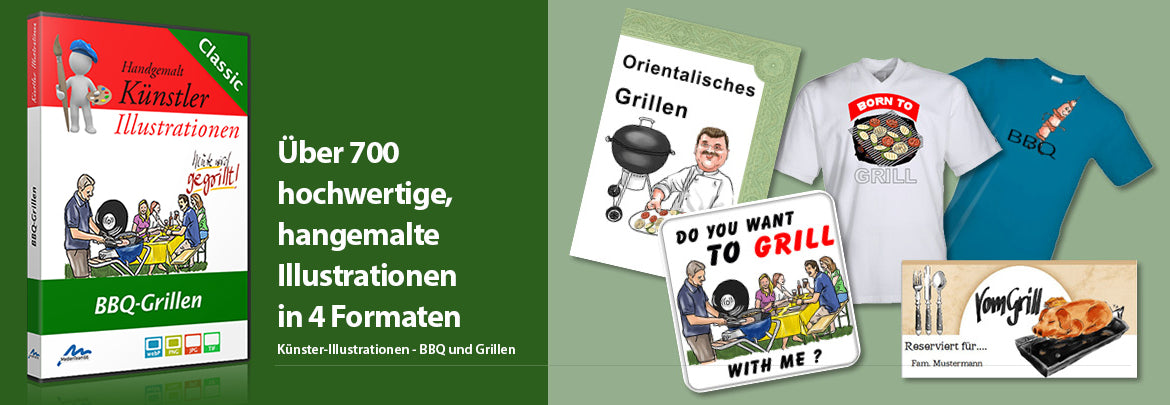 Handgemalte Cliparts für Ihre Grillparty