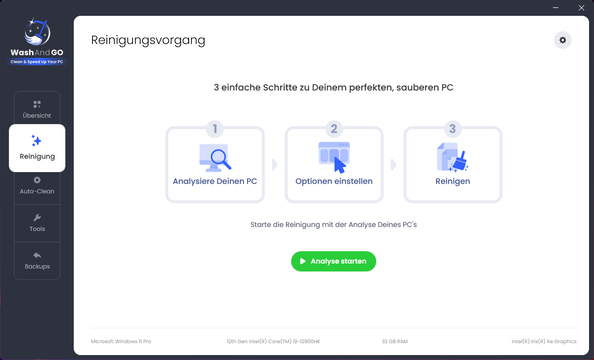 Entfernt überflüssigen Datenmüll von Ihrem PC