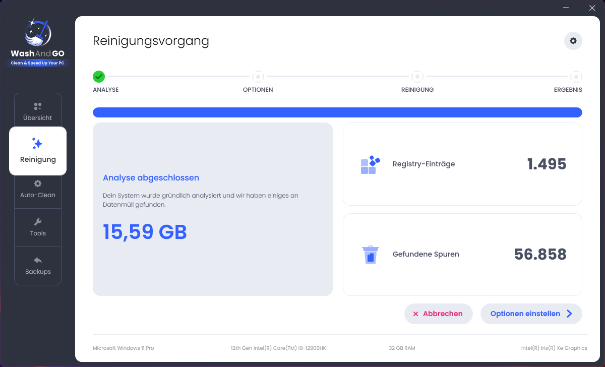 Entfernt überflüssigen Datenmüll von Ihrem PC