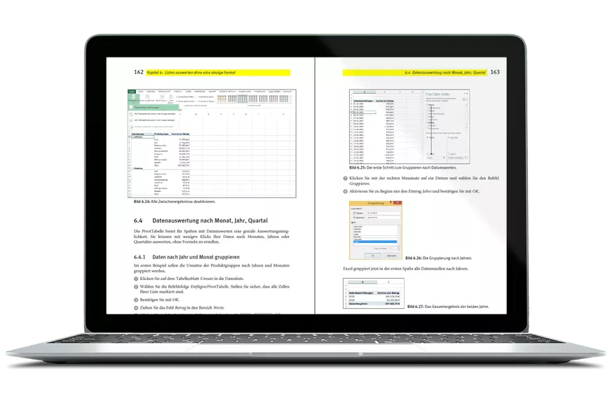  Sieben Einzelworkshops und das TOP-Seller Fachbuch für Excel im Job.