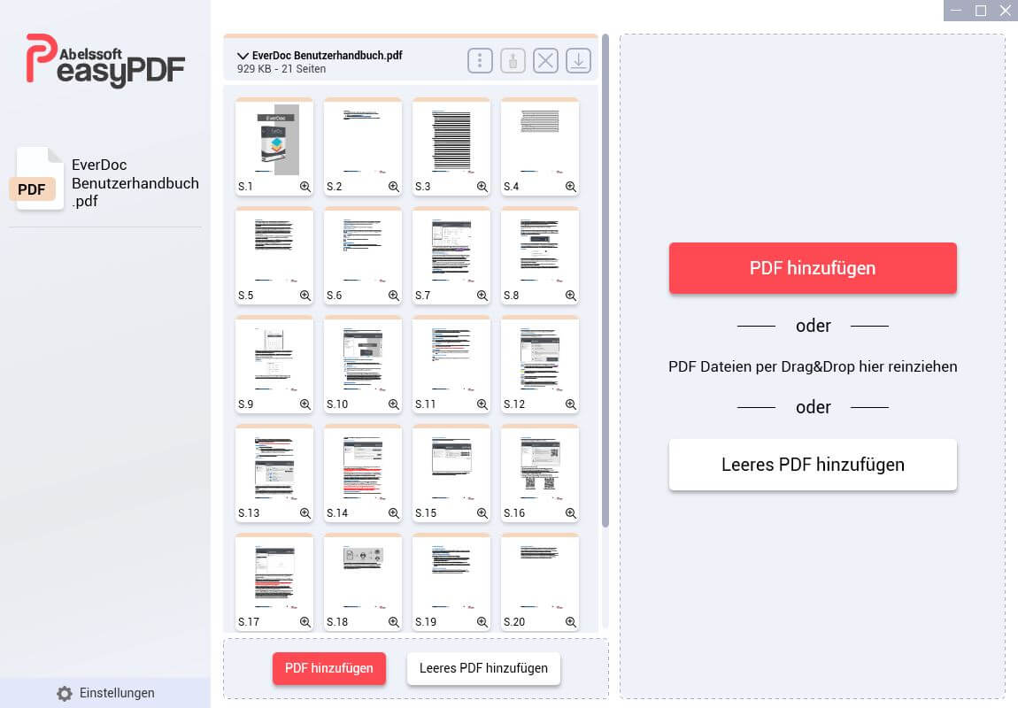 Per Drag and Drop PDF's zusammenfügen