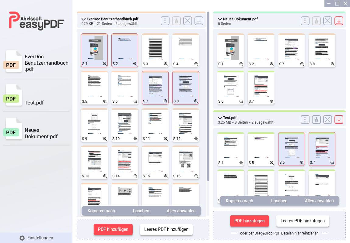 Per Drag and Drop PDF's zusammenfügen