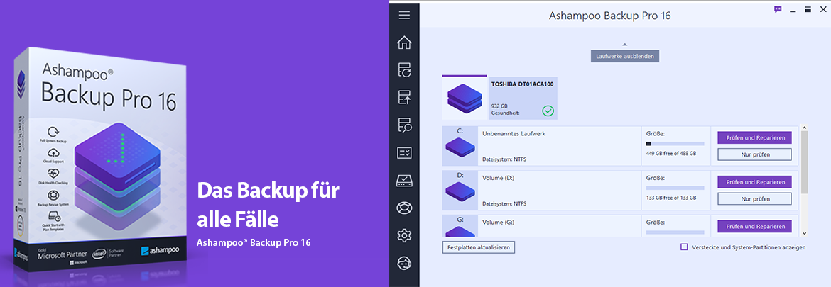 Ashampoo Backup Pro 16 - einfach zu bedienen, extrem zuverlässig und zukunftssicher!