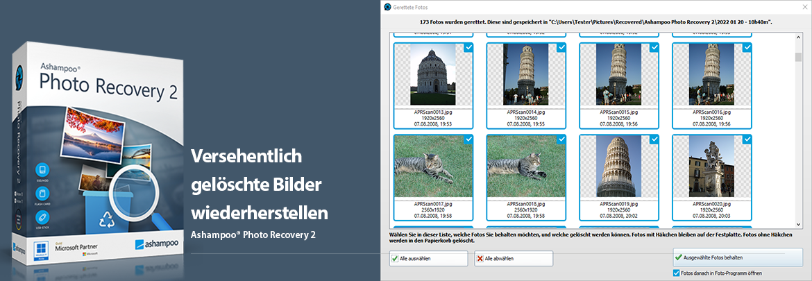 Ashampoo Photo Recovery 2 - Versehentlich gelöschte Bilder wiederherstellen