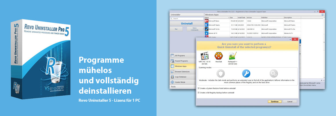 Revo Uninstaller Pro hilft Ihnen Software zu deinstallieren und unerwünschte Programme leicht zu entfernen