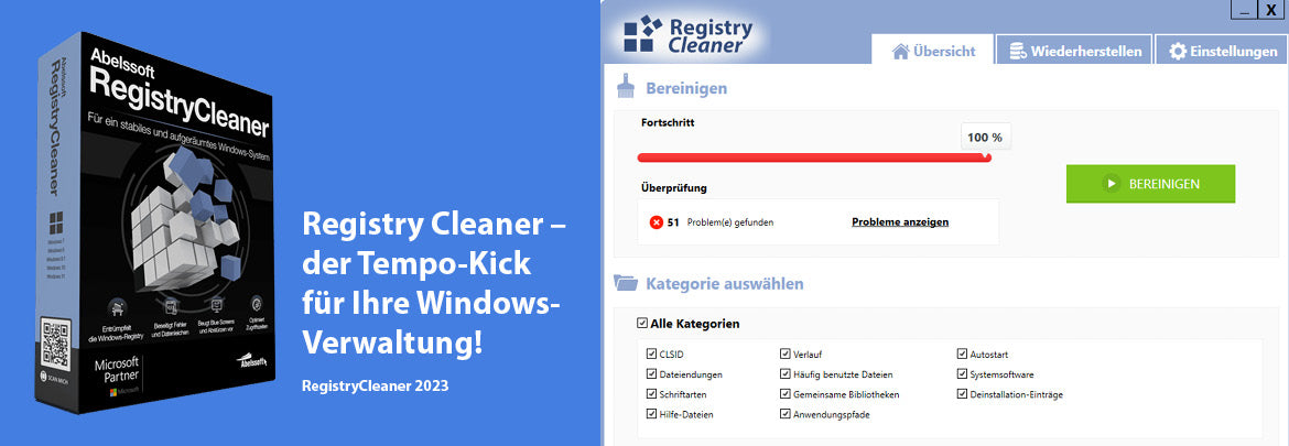 Abelssoft Registry Cleaner – Der Tempo-Kick für Ihre Windows-Verwaltung!