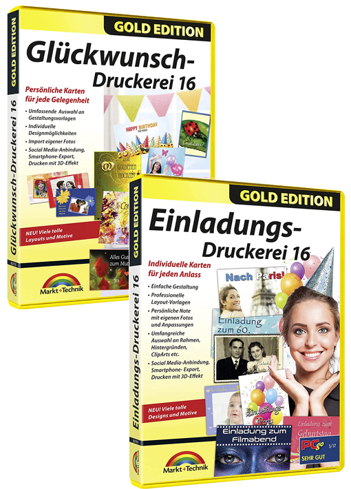 Glückwunsch-Druckerei 15 plus Einladungsdruckerei 16