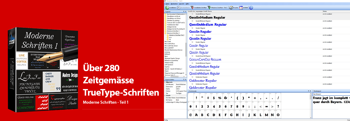 Mehr als 280 hochwertige Schriftarten