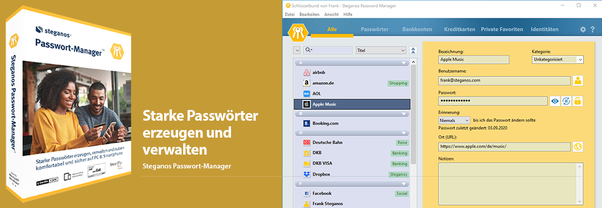 Steganos Passwort Manager  - Starke Passwörter erzeugen und verwalten