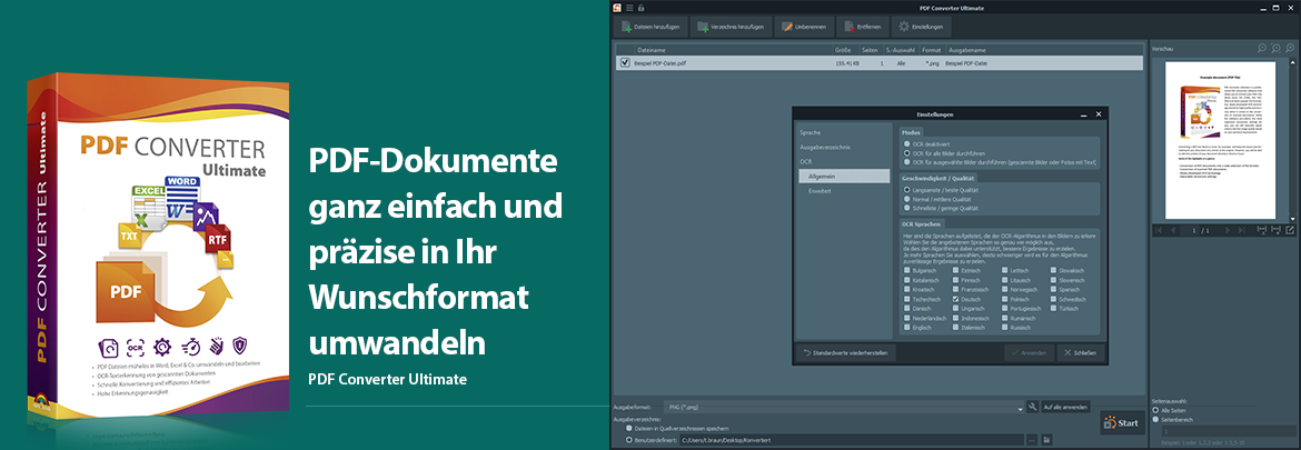 Wandeln Sie PDF-Dokumente ganz einfach und präzise in Ihr Wunschformat um