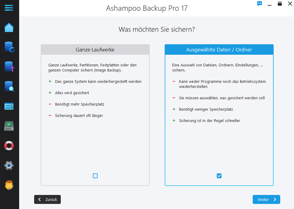 Backup zur Sicherung und Wiederherstellung von Daten und Partitionen