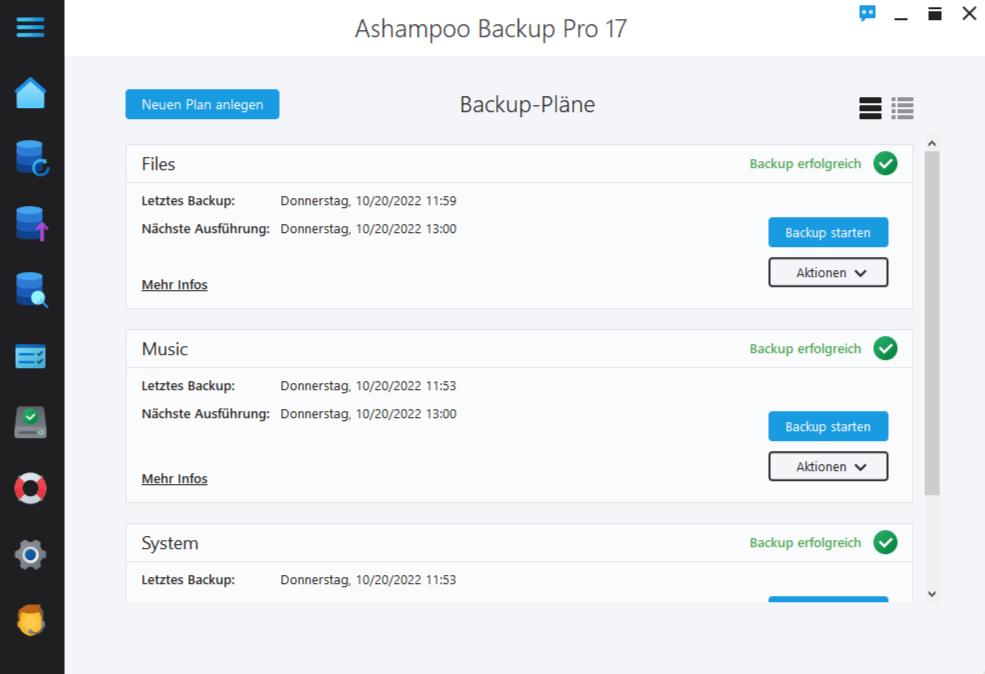 Backup zur Sicherung und Wiederherstellung von Daten und Partitionen