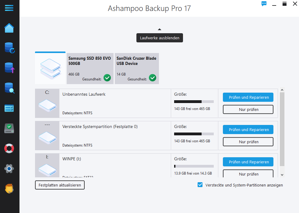 Backup zur Sicherung und Wiederherstellung von Daten und Partitionen