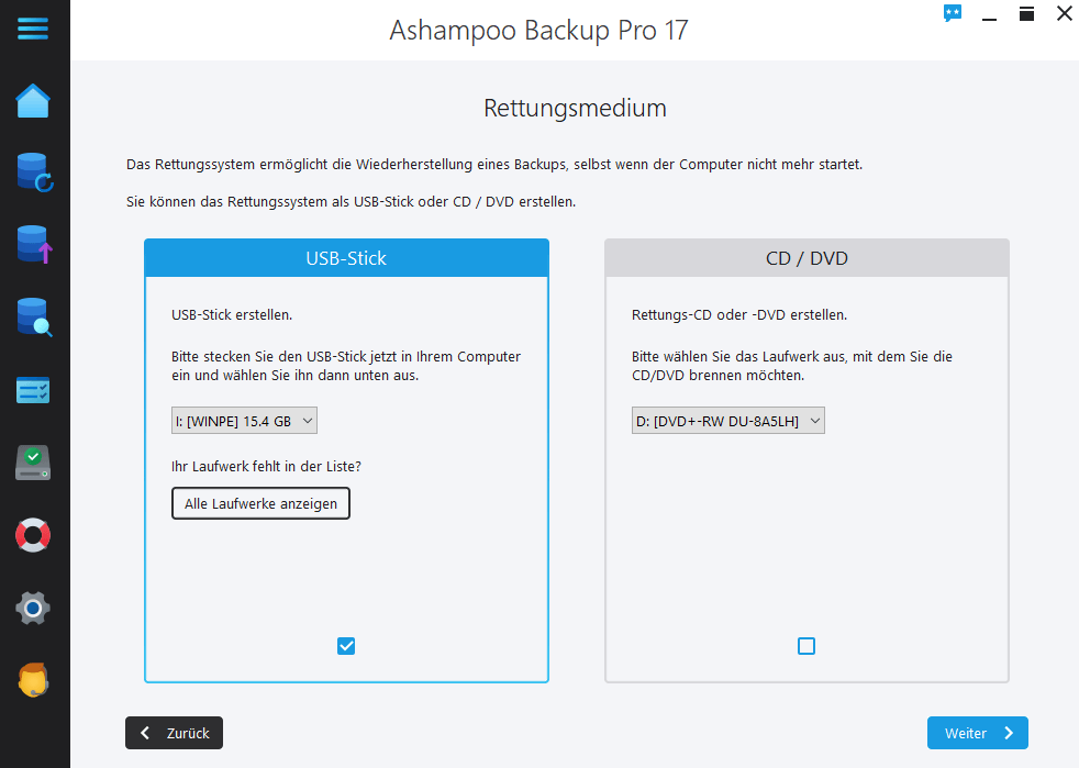 Backup zur Sicherung und Wiederherstellung von Daten und Partitionen