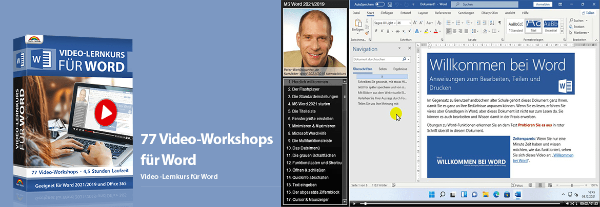 Video-Lernkurs Word - 77 Stunden Video-Workshops